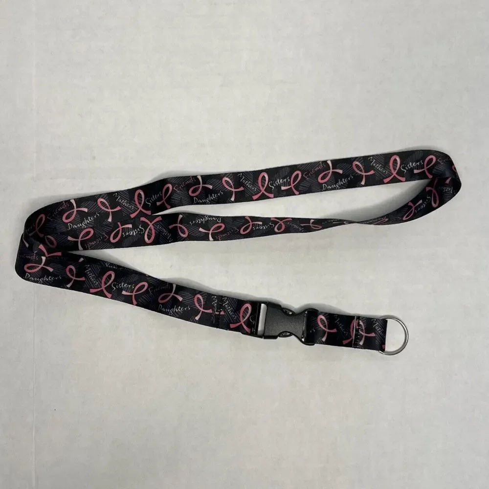 Breast Cancer Awareness Lanyard Pink Ribbon Detachable Sisters Friends‎ Daughter